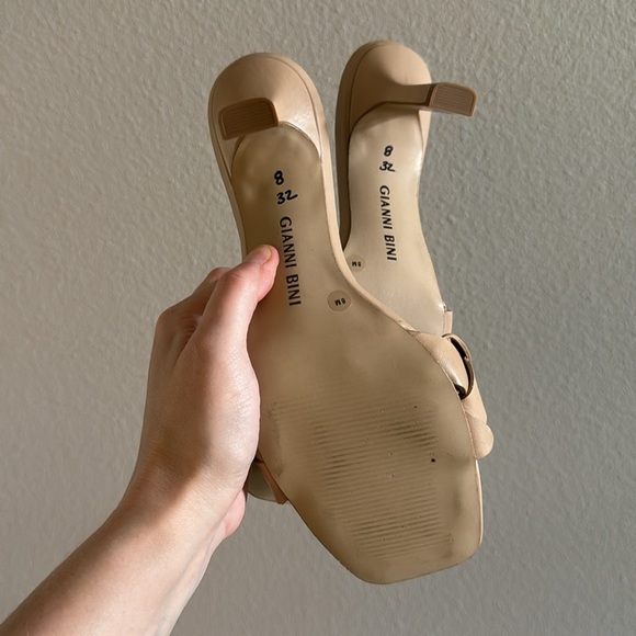 Gianni Bini Women's Alonia Square Toe Woven Tan
Leather Heeled Sandals - Picture 8 of 8